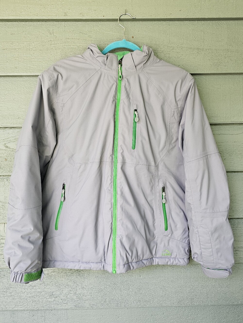L.L.Bean Rugged Ridge Hooded Jacket with Green Fleece Lined Youth Size XL 18